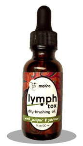 Lymph node circulation oil in dropper bottle for dry brushing and cellulite control.